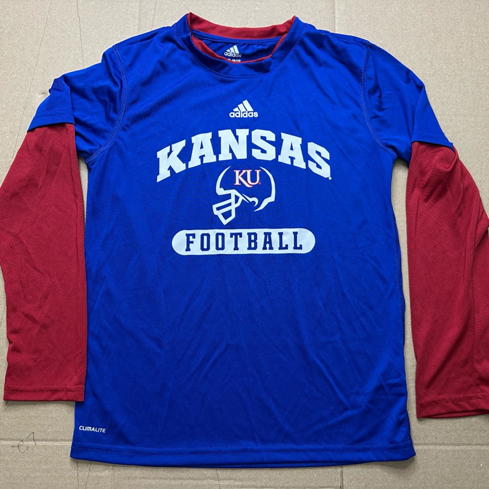 Adidas Kid’s KU Jayhawks Short and Long Sleeve Tee M 10-12